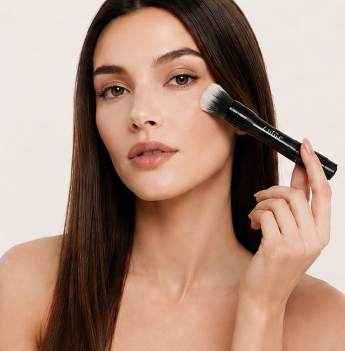A model blending along the cheekbone